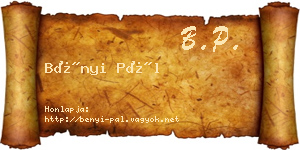 Bényi Pál névjegykártya